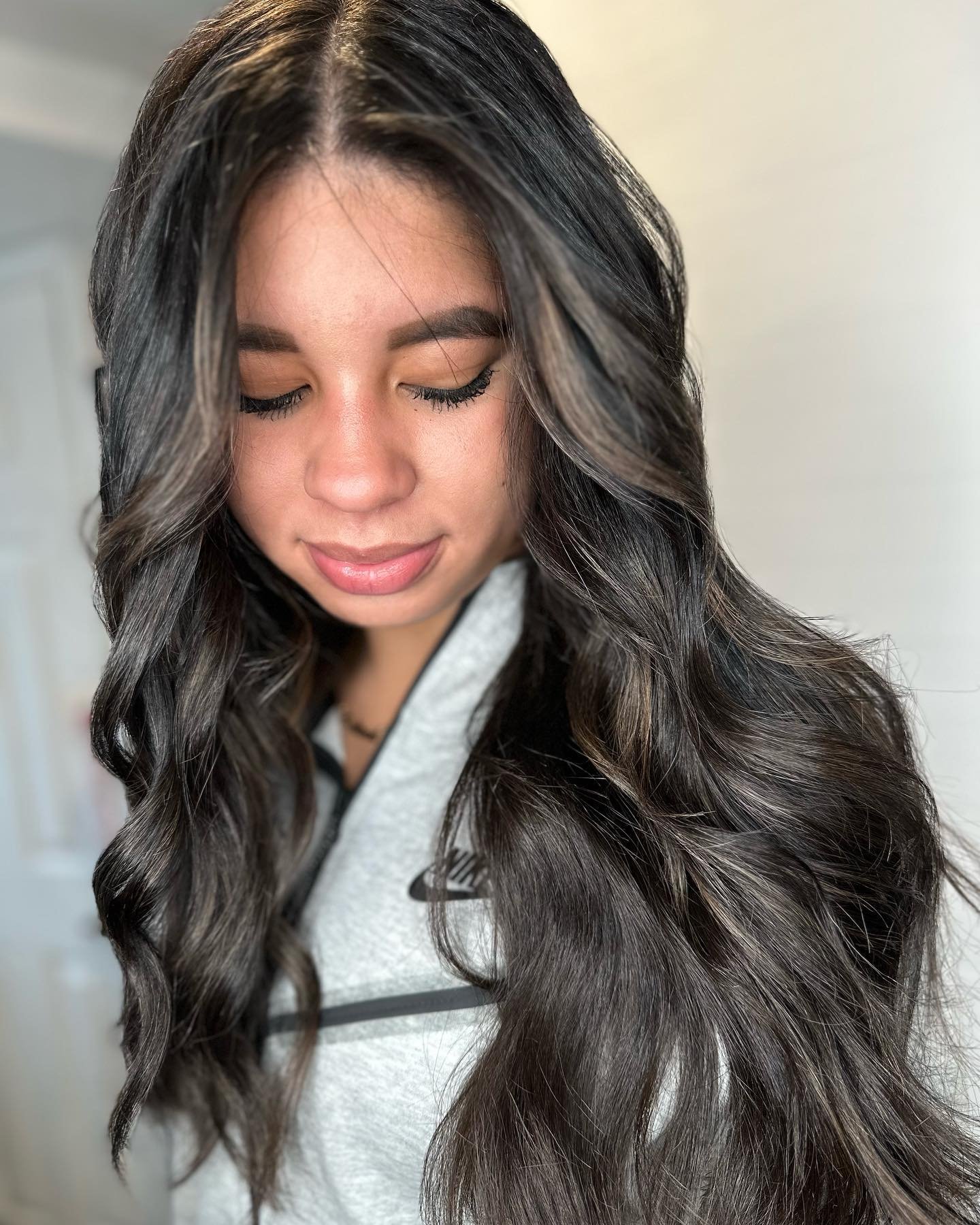 gray tones on balayage hair