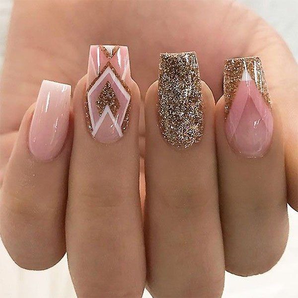 Glitter Glam square nail designs
