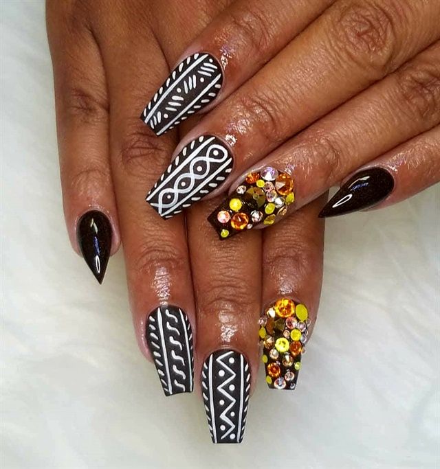 Tribal Vibes square nail designs