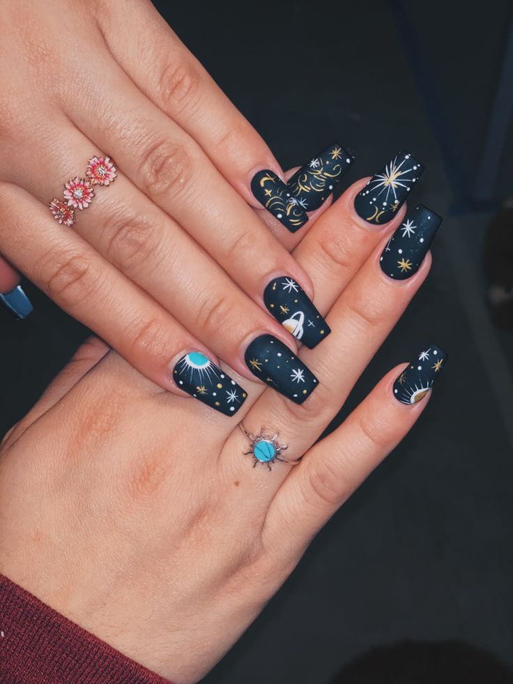 Cosmic Cool Square Nail designs