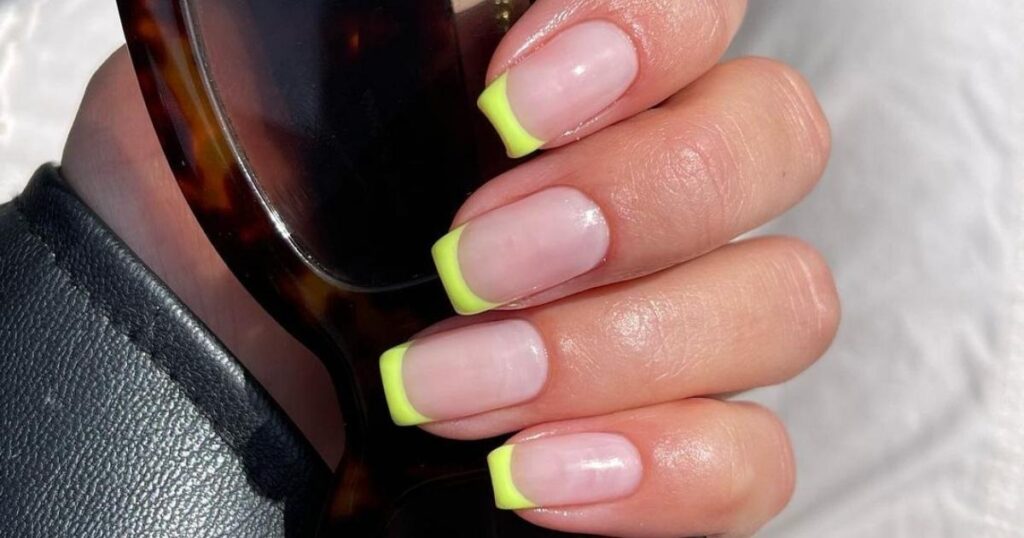 Neon French Tips Square Nail Designs