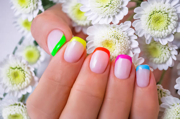 Rainbow Brights Square Nail Designs