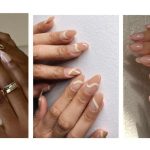 classic and modern nude french tip nails on almond shape