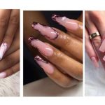 different pink coffin nails on olive skin and white skin